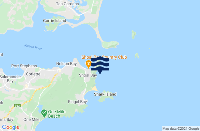 Mapa da tábua de marés em Shoal Bay, Australia