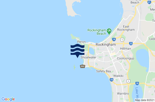 Mapa da tábua de marés em Shoalwater Bay, Australia