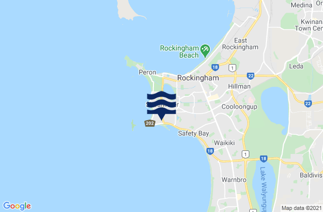 Mapa da tábua de marés em Shoalwater, Australia