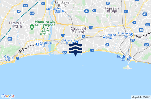Mapa da tábua de marés em Shonan, Japan