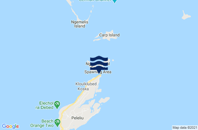 Mapa da tábua de marés em Shonian Harbor, Palau