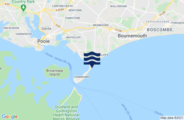 Mapa da tábua de marés em Shore Road Beach, United Kingdom