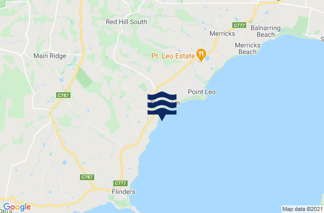 Mapa da tábua de marés em Shoreham Beach, Australia