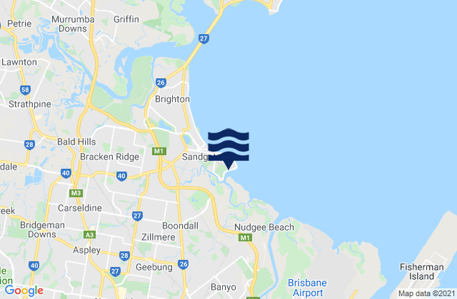 Mapa da tábua de marés em Shorncliffe, Australia
