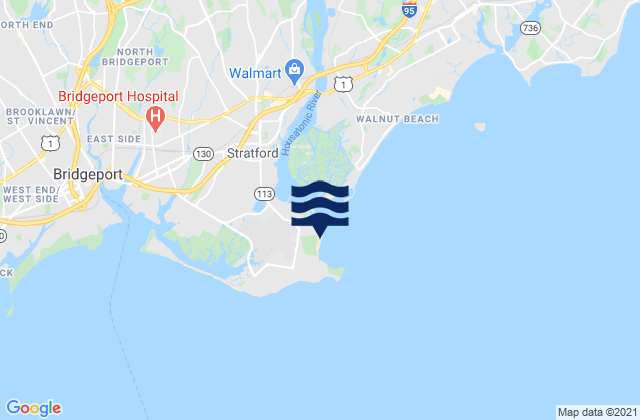 Mapa da tábua de marés em Short Beach Stratford, United States