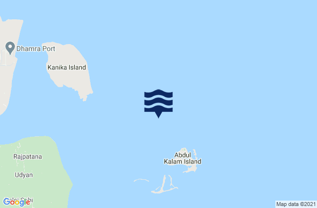Mapa da tábua de marés em Shortt Island, India