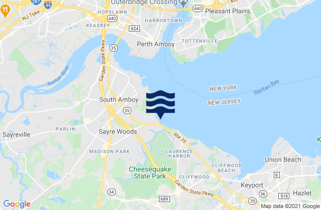 Mapa da tábua de marés em Shrewsbury, United States