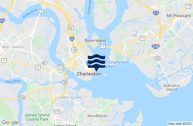 Mapa da tábua de marés em Shutes Folly Island 0.4 mile west of, United States