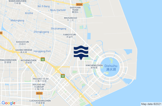 Mapa da tábua de marés em Shuyuan, China