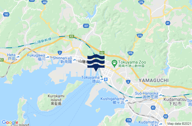 Mapa da tábua de marés em Shūnan Shi, Japan