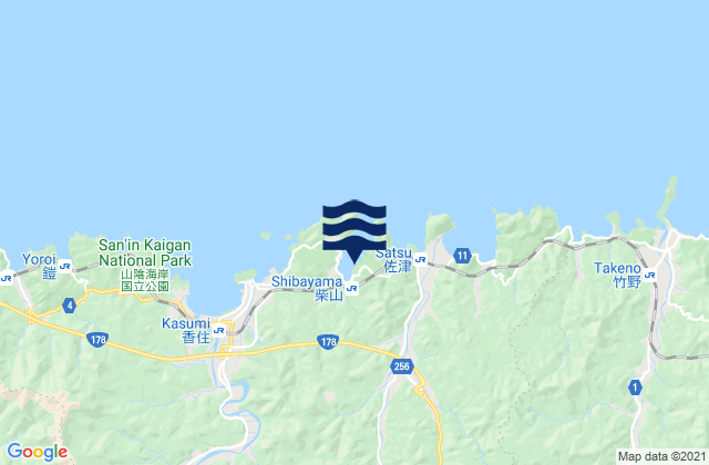 Mapa da tábua de marés em Sibayama, Japan