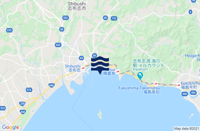 Mapa da tábua de marés em Sibusi, Japan
