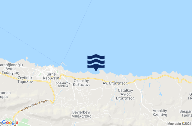 Mapa da tábua de marés em Sicharí, Cyprus