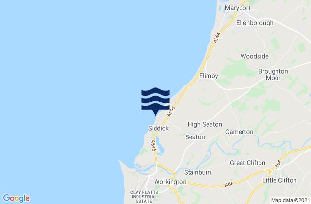 Mapa da tábua de marés em Siddick Beach, United Kingdom