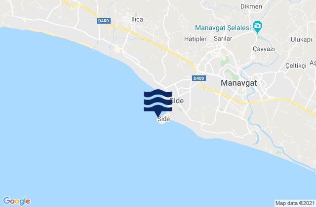 Mapa da tábua de marés em Side, Turkey
