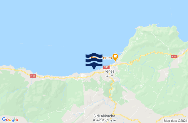 Mapa da tábua de marés em Sidi Akkacha, Algeria