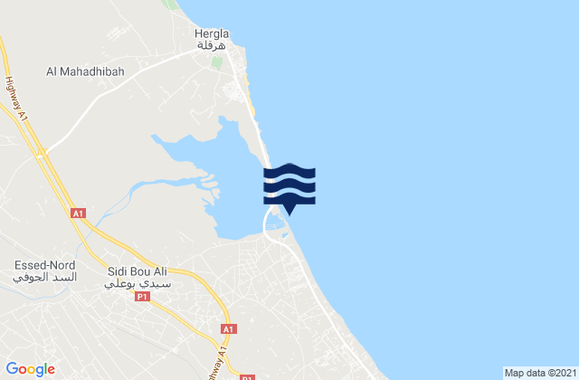 Mapa da tábua de marés em Sidi Bou Ali, Tunisia