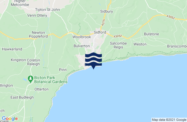 Mapa da tábua de marés em Sidmouth (Lyme Bay), United Kingdom