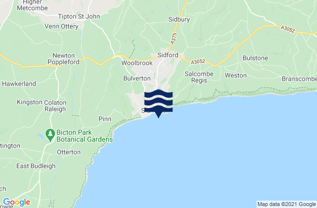 Mapa da tábua de marés em Sidmouth, United Kingdom
