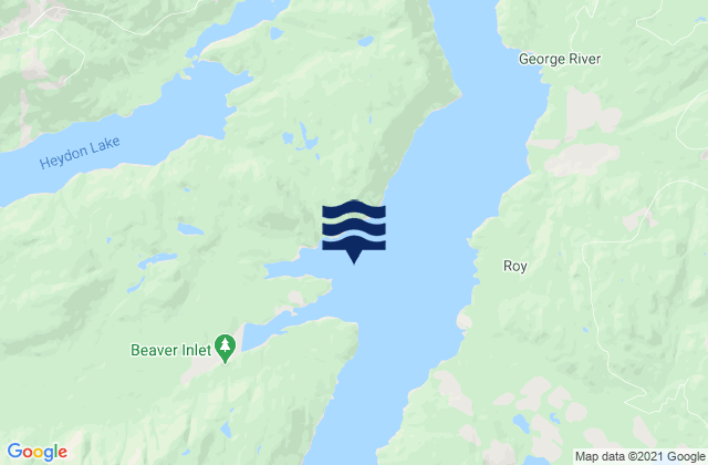 Mapa da tábua de marés em Sidney Bay, Canada