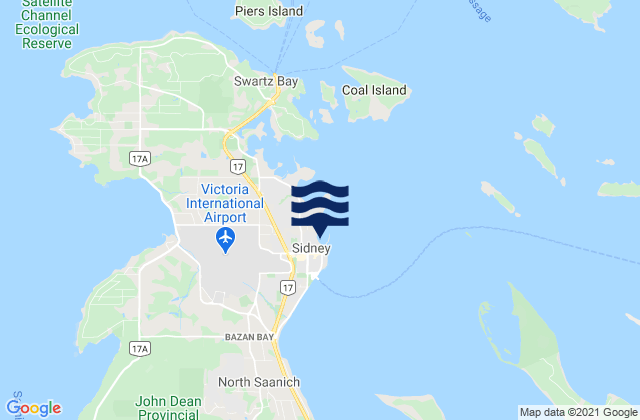 Mapa da tábua de marés em Sidney, United States