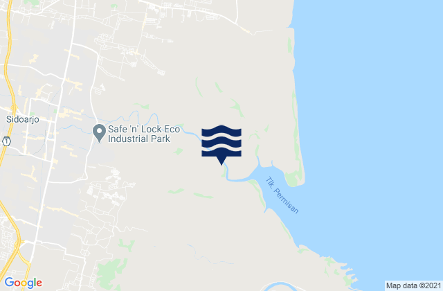 Mapa da tábua de marés em Sidoarjo, Indonesia