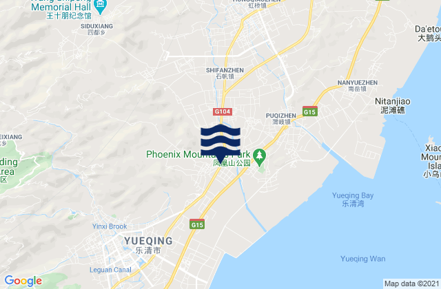 Mapa da tábua de marés em Sidu, China