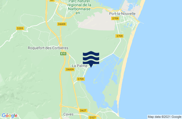 Mapa da tábua de marés em Sigean, France