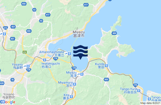 Mapa da tábua de marés em Siizaki, Japan