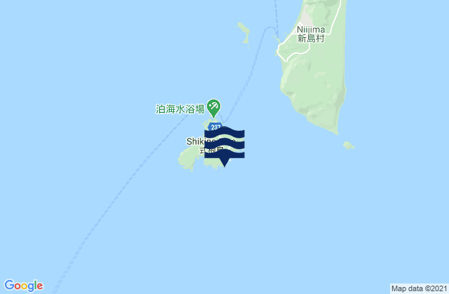 Mapa da tábua de marés em Sikine Sima, Japan