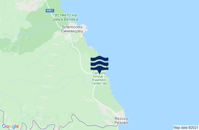 Mapa da tábua de marés em Silistar, Bulgaria