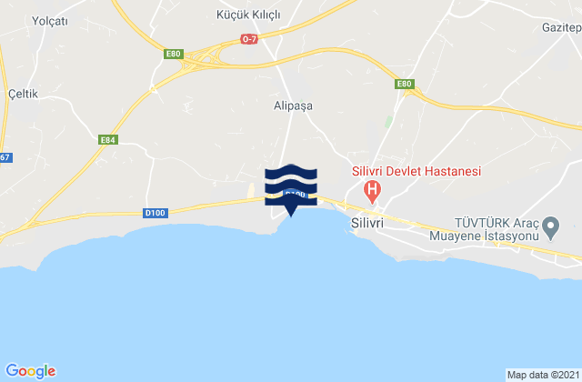 Mapa da tábua de marés em Silivri, Turkey