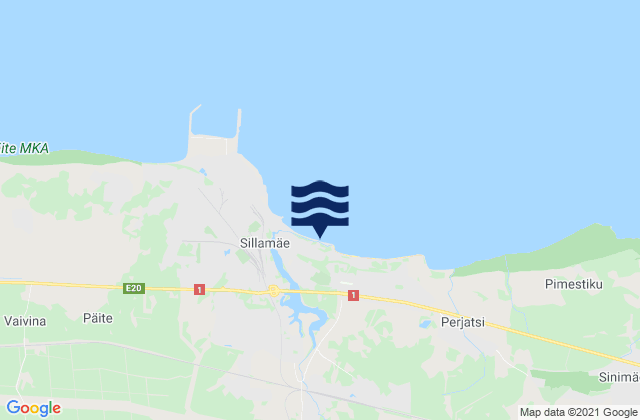 Mapa da tábua de marés em Sillamäe linn, Estonia