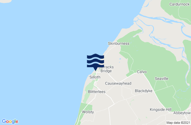 Mapa da tábua de marés em Silloth, United Kingdom