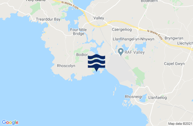 Mapa da tábua de marés em Silver Bay Beach, United Kingdom