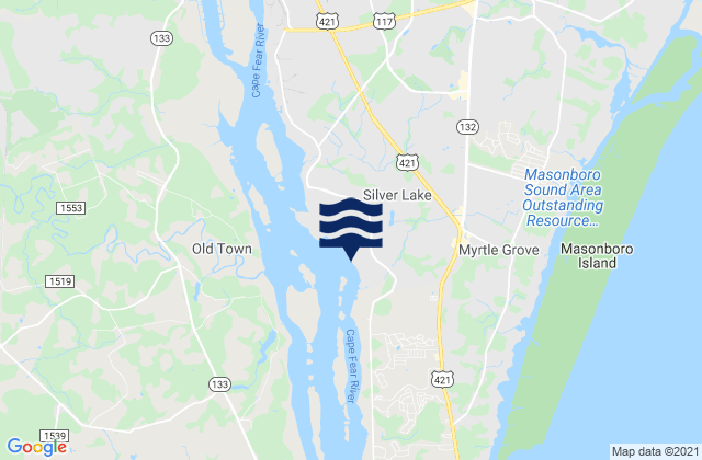 Mapa da tábua de marés em Silver Lake, United States