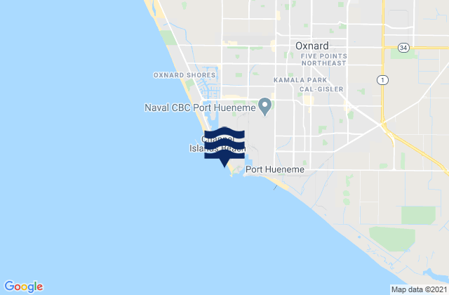 Mapa da tábua de marés em Silver Strand Beach, United States