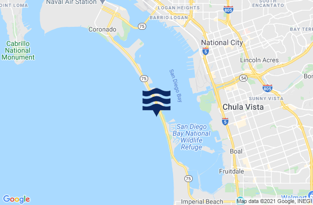 Mapa da tábua de marés em Silver Strand State Beach, United States
