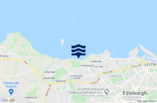 Mapa da tábua de marés em Silverknowes Beach, United Kingdom