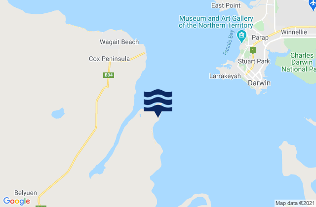 Mapa da tábua de marés em Silversands, Australia