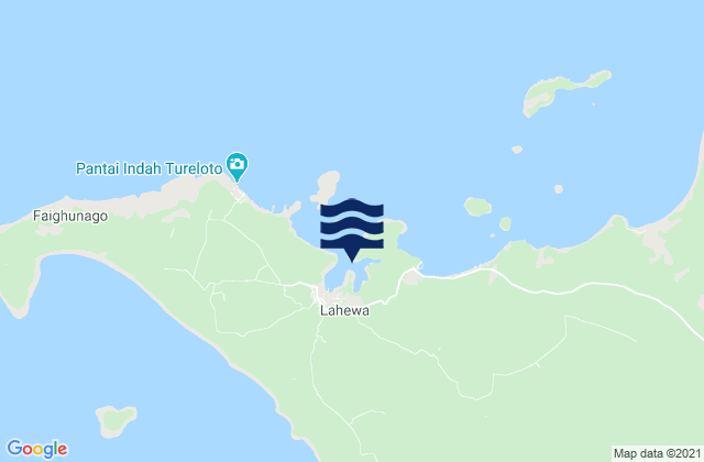 Mapa da tábua de marés em Simanari Bay (Nias Island), Indonesia
