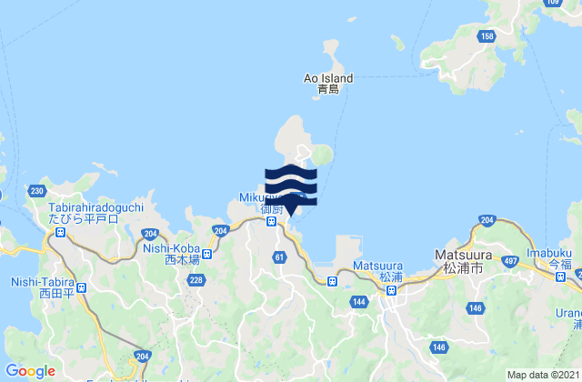 Mapa da tábua de marés em Sin-Mikuriya, Japan
