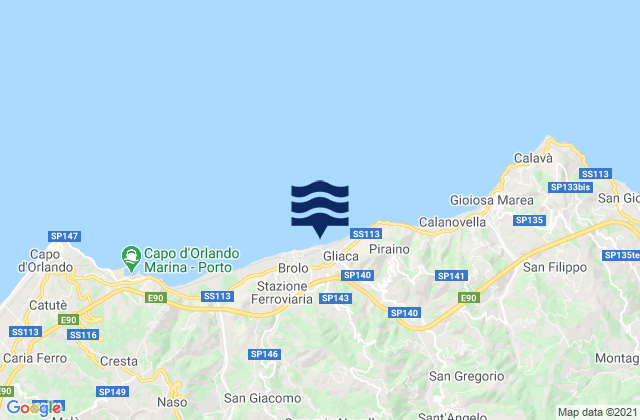 Mapa da tábua de marés em Sinagra, Italy