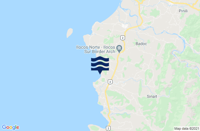 Mapa da tábua de marés em Sinait, Philippines