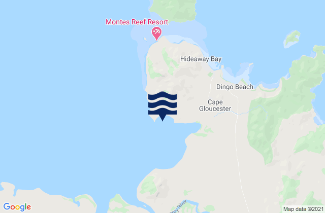 Mapa da tábua de marés em Sinclair Bay, Australia