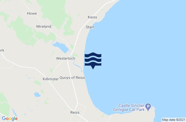 Mapa da tábua de marés em Sinclair's Bay, United Kingdom
