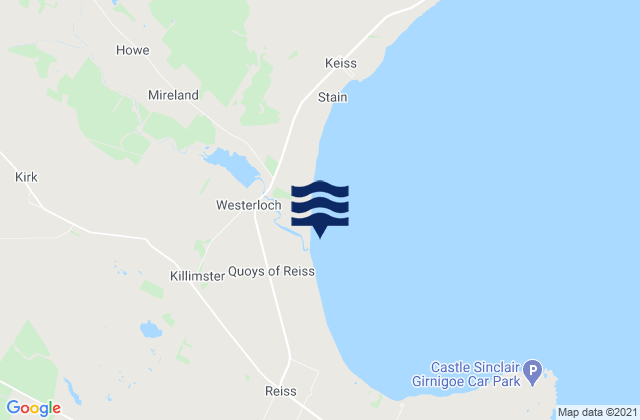 Mapa da tábua de marés em Sinclairs Bay - Beach, United Kingdom