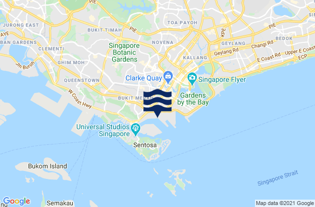 Mapa da tábua de marés em Singapore