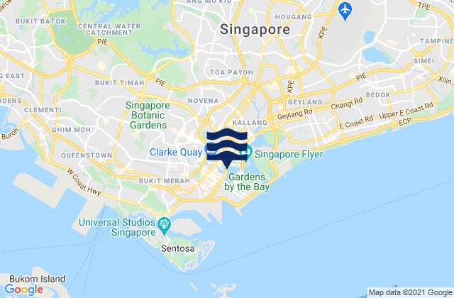 Mapa da tábua de marés em Singapore, Singapore