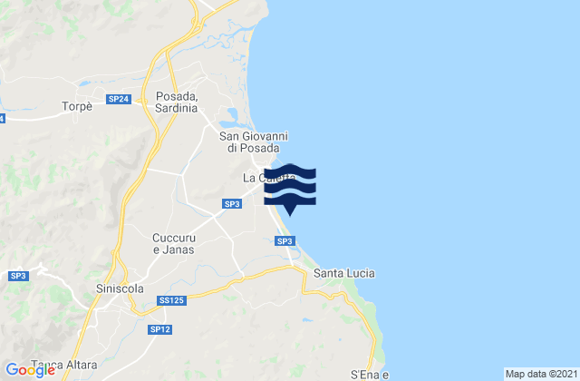 Mapa da tábua de marés em Siniscola, Italy